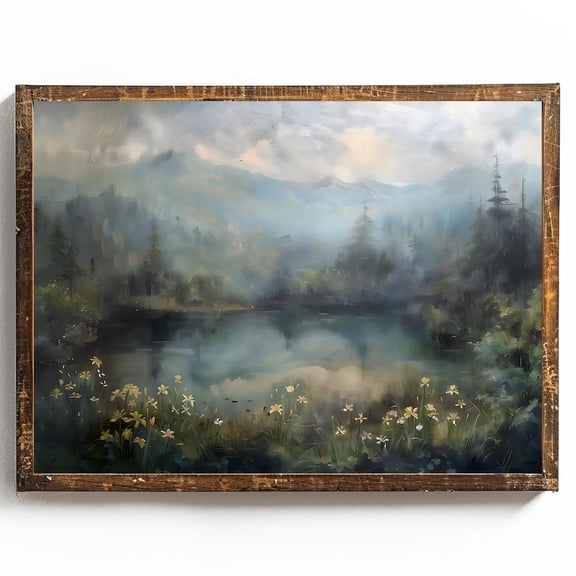 Spring Cottagecore Wall Art For Spring Wall Decor For Cabin Bathroom Wall Art Mountain Landscape Art Serene Wall Decor Blue Gallery Wall Art, F038, 8x12 UNFRAMED