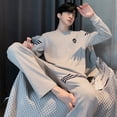 thumbnail image 1 of Spring Cotton Pajamas Men Lounge Sleepwear Blue Plaid Pijama Man‘s Bedgown Home Clothes PJ Pijama Hombre pijma hombre Dropship, 1 of 7