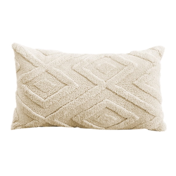 Spring Couch Throw Pillow Covers 12x20", Decorative Soft Plush Faux Wool Lumbar Neutral Accent Pillow Covers for Bed Sofa Living Room, Beige