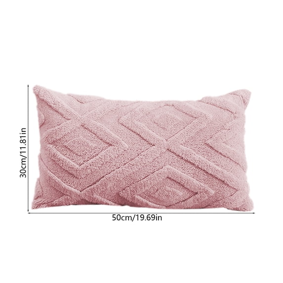 Spring Couch Throw Pillow Covers 12x20", Decorative Soft Plush Faux Wool Lumbar Neutral Accent Pillow Covers for Bed Sofa Living Room, Pink