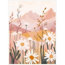 Spring Countryside Print Wall Art Mountain Cottage with Wildflowers and Greenery Canvas Painting Posters Room Aesthetic Decor Spring Easter Farmhouse Wall Decoration Large Frame wall art