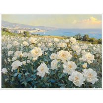 Spring Countryside Print Wall Art Mountain Cottage with Wildflowers and Greenery Canvas Painting Posters Room Aesthetic Decor Spring Easter Farmhouse Wall Decoration Large Frame wall art