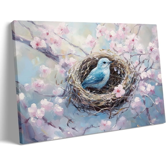 Spring Countryside Print Wall Art Mountain Cottage with Wildflowers and Greenery Canvas Painting Posters Room Aesthetic Decor Spring Easter Farmhouse Wall Decoration Large Frame wall art