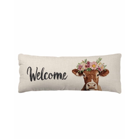 Spring Cow Body Pillow Cover 20 x 54 Inch Decorative Pillow Cover Botanical Blossom Motif Country Florals Lumbar Pillowcase Seasonal Rectangle Cushion Case for Couch Sofa Bed Living Room