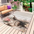 thumbnail image 1 of Spring Cow Floral Outdoor Rug 3x5 Ft, Non Slip Washable Area Rug, Grey Wooden Farmhouse Patio Rugs Carpet Runner, Large Floor Mat for Indoor/Outdoor Deck Porch Camping, 1 of 8