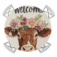 thumbnail image 1 of Spring Cow Round Tablecloth for 55-60 Inch Tables,Fitted Table Cover with Elastic Edge,Botanical Blossom Motif Country Florals Waterproof Outdoor Table Cloth Protector for Patio Garden Dinner Picnic, 1 of 9