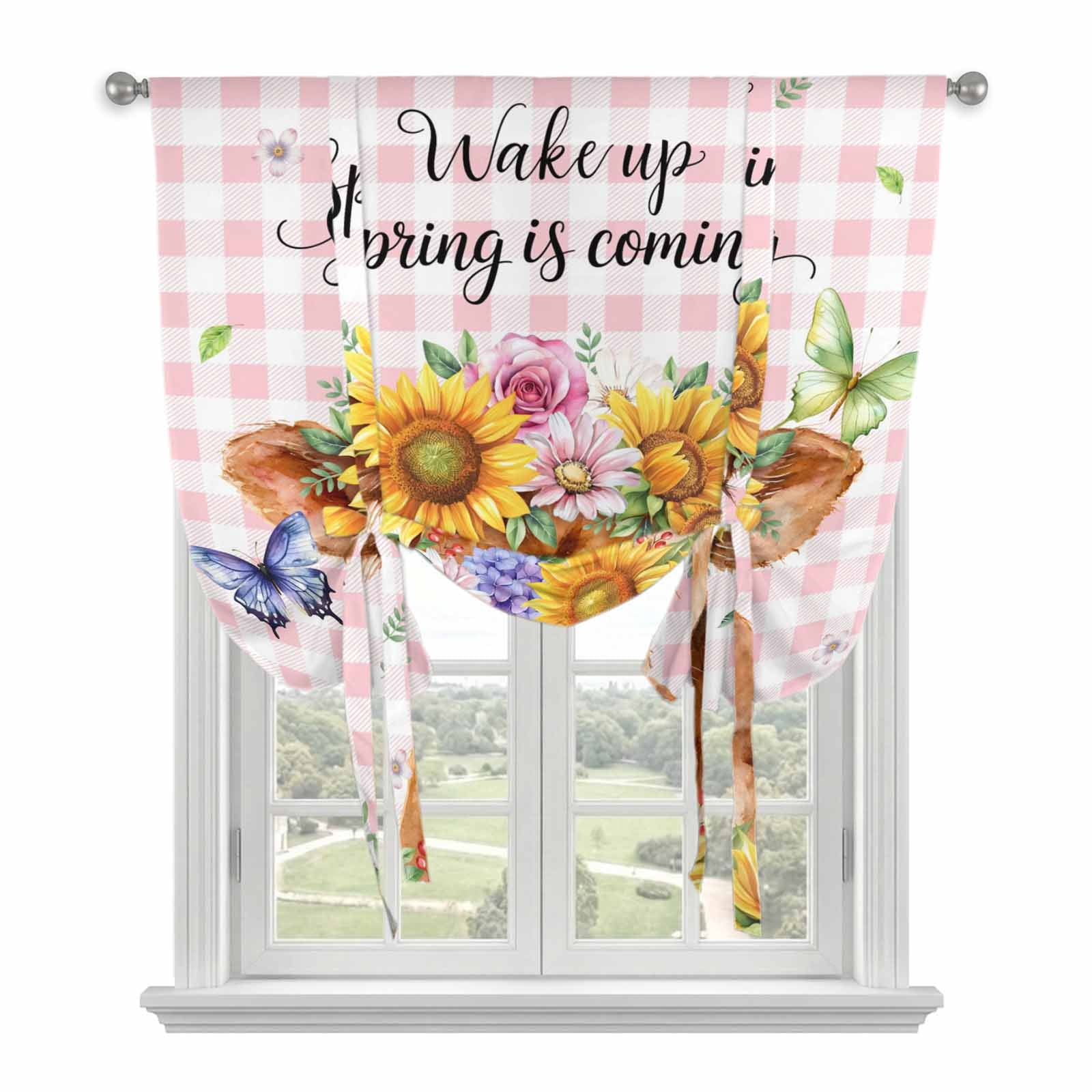 Spring Cow Tie Up Curtains for Windows, Adjustable Balloon Window ...
