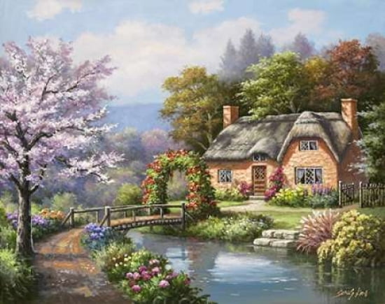 Spring Creek Cottage Canvas Art - Sung Kim (24 x 30)