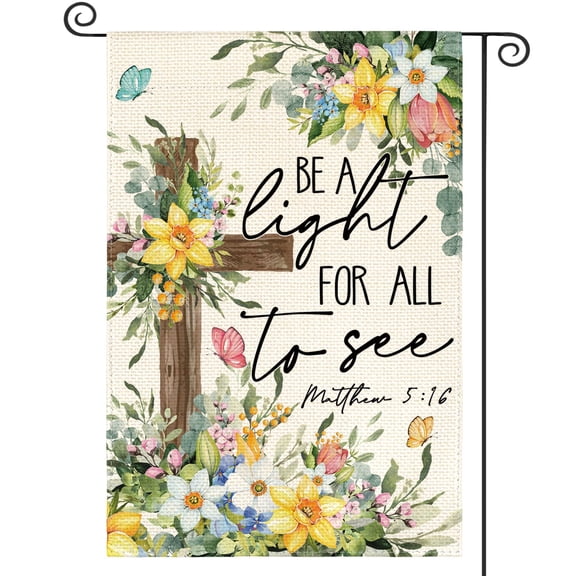 Spring Cross Floral Garden Flag 12x18 Double Sided Eucalyptus Outside Seasonal Yard Decor