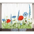 thumbnail image 1 of Ambesonne Spring Curtains 2 Panel Set, Bloomed Poppy Flowers, 108" x 96", Apple Green Azure Blue, 1 of 3