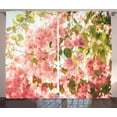 thumbnail image 1 of Ambesonne Spring Curtains 2 Panel Set, Sunny Summer Blossoms, 108" x 108", Pale Pink Olive Green, 1 of 3