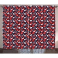 thumbnail image 1 of Spring Curtains 2 Panels Set, Colorful Blooming Petals Doodle Style Abstract Foliage Silhouettes, Window Drapes for Living Room Bedroom, 108W X 90L Inches, Dark Blue Vermilion Yellow, by Ambesonne, 1 of 3