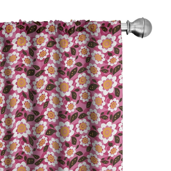 Spring Curtains 2 Panels Set, Flourishing Daisies with Foliage Seasonal Blossoming Nature Botanical Garden Art, Window Drapes for Living Room Bedroom, 56"W X 63"L, Multicolor, by Ambesonne