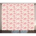 thumbnail image 1 of Ambesonne Spring Curtains 2 Panel Set, Pinkish Watercolor Flowers, 108" x 108", Pink Peach and Cream, 1 of 3