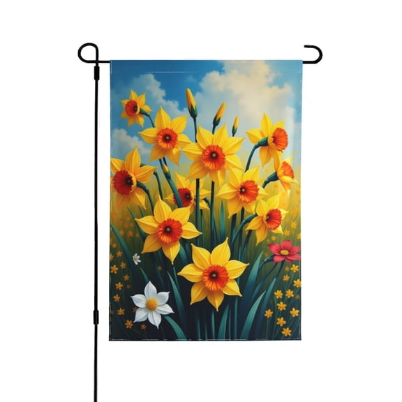 Spring Daffodil Garden Flag 12x18 Inch Double Sided Outdoor Yard Decor Vibrant Yellow Flowers Seasonal Farmhouse Banner For Patio Lawn