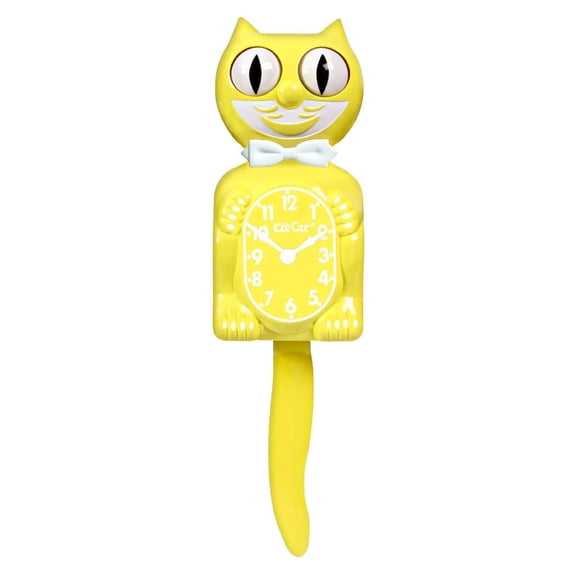 Spring Daffodil Kit Cat Clock 15.5" Yellow Full Size Kit-Cat Klock with Moving Eyes and Tail Retro Style