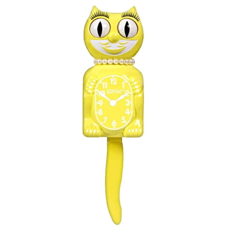 Spring Daffodil Lady Kit Cat Clock 15.5" Yellow Full Size Official Kit-Cat Klock with Moving Eyes and Tail Retro Style