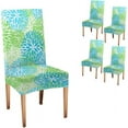 thumbnail image 1 of Spring Dahlia Chair Cover Flowers Pattern Blue Green Set of 4 Stretch Removable Washable Slipcovers for Dining Room Hotel Kitchen, 1 of 6