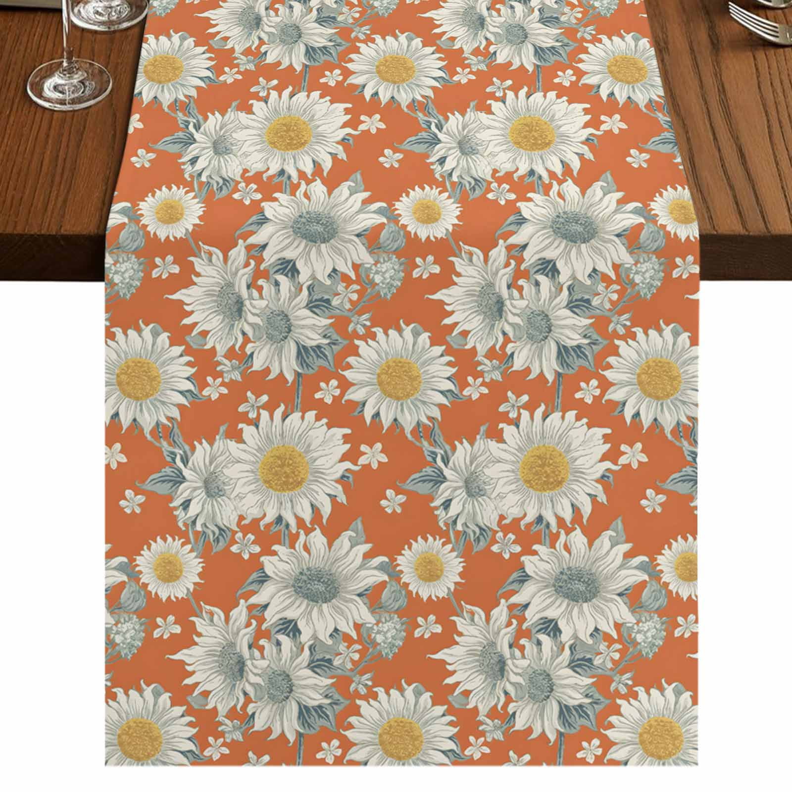 Spring Daisy 36 Inch Table Runner, Floral Pastoral Botanical Retro ...
