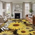 thumbnail image 1 of Spring Daisy 5'x8' Area Rug for Living Room, Botanical Brown Yellow Flowers Oil Painting Washable Non-Slip Rugs for Bedroom Nursery Dining Room, Low-Pile Kitchen Carpet Large Entryway Rugs, 1 of 9