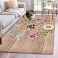 thumbnail image 1 of Spring Daisy Area Rugs 3'x5', Washable Small Throw Rugs for Living Room Bedroom, Pink Flowers Wreath Leaves Farmhouse Brown Indoor Outdoor Rug Non-Slip Low Pile Carpet Runner Reversible Floor Mats, 1 of 8