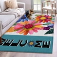 thumbnail image 1 of Spring Daisy Area Rugs 3'x5', Washable Small Throw Rugs for Living Room Bedroom, Turquoise Modern Abstract Art Dots Floral Indoor Outdoor Rug Non-Slip Low Pile Carpet Runner Reversible Floor Mats, 1 of 8