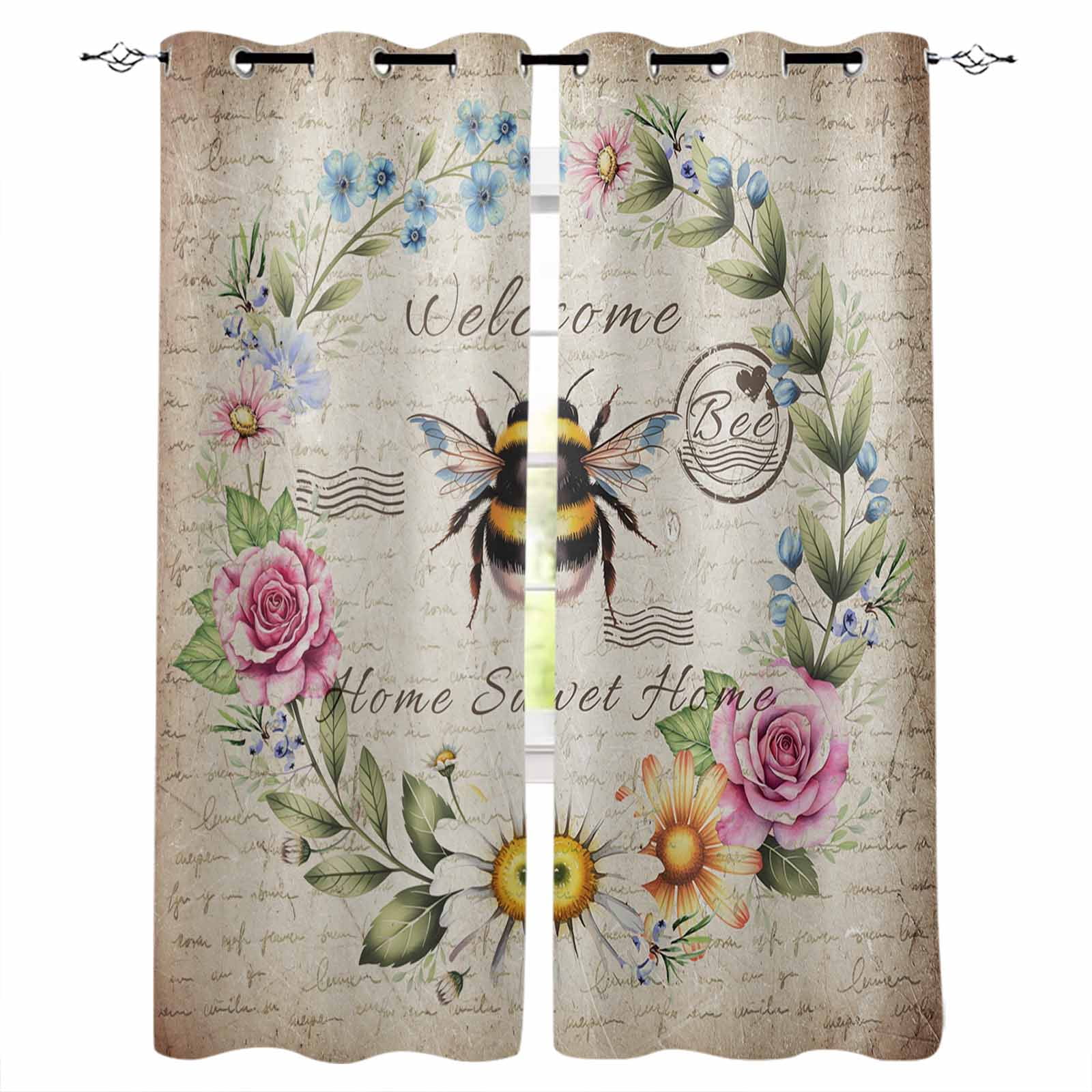 Spring Daisy Blackout Curtains for Bedroom 45 Inch Length 2 Panels Set ...