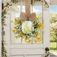 thumbnail image 1 of Spring Daisy Candle Wreath – Artificial Yellow Flower Ring for Pillar Candles, Front Door & Table (Plastic), 1 of 8