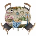 thumbnail image 1 of Spring Daisy Fitted Tablecloth with Elastic Edged, Round Table Cloth for Dining Table, Flowers Farmhouse Leaves Floral Pots Country Retro Waterproof Oil Proof Table Cover for Indoor Outdoor 55"-60", 1 of 8