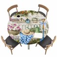 thumbnail image 1 of Spring Daisy Fitted Tablecloth with Elastic Edged, Round Table Cloth for Dining Table, Flowers Farmhouse Leaves Floral Pots Countryside Waterproof Oil Proof Table Cover for Indoor Outdoor 45"-54", 1 of 8