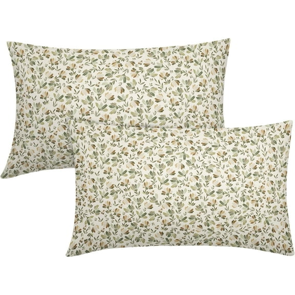 Spring Daisy Floral Lumbar Pillow Covers 12X20 In Sage Green Brown Beige Vintage Flowers Rectangle Pillow Cases Set of 2 Block Print Throw Pillows Farmhouse Decor For Sofa Couch Cushion Outdoor