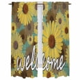 thumbnail image 1 of Spring Daisy Kitchen Curtain for Berdoom Living Room Cafe 72 Inch Length, Green Rustic Botanical Brown Yellow Florals Tiers Curtains Light Filtering Drapes Window Treatment 2 Panels 52"Wx72"L, 1 of 8