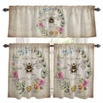 thumbnail image 1 of Spring Daisy Kitchen Curtains Sets for Windows 36 Inch Length, Pink Flowers Wreath Leaves Farmhouse Vintage Rod Pocket Window Treatments Tier Curtains and Valances Set for Bedroom/Bathroom, 1 of 8
