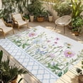 thumbnail image 1 of Spring Daisy Outdoor Rug for Patio/Deck/Porch, Non-Slip Large Area Rug 5 x 7 Ft, Blue Moroccan White Wildflowers Country Plants Indoor Outdoor Rugs Washable Area Rugs, Camping Rug Carpet Runner, 1 of 8