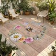 thumbnail image 1 of Spring Daisy Outdoor Rug for Patio/Deck/Porch, Non-Slip Large Area Rug 5 x 7 Ft, Pink Flowers Wreath Leaves Farmhouse Brown Indoor Outdoor Rugs Washable Area Rugs, Camping Rug Carpet Runner, 1 of 8