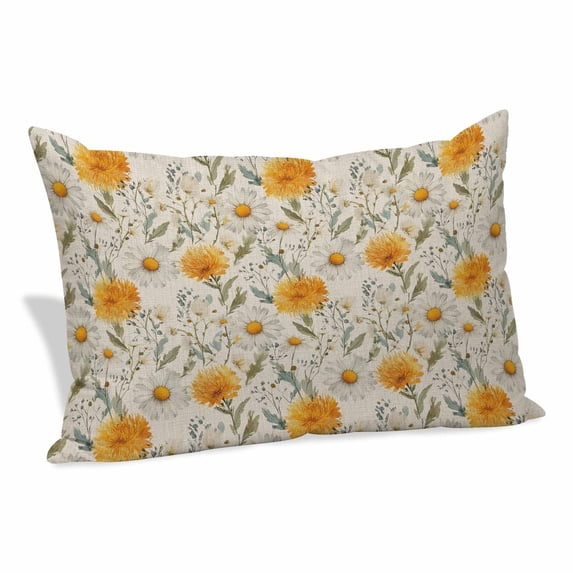 Spring Daisy Pillow Covers 12"x20", Country Vintage Yellow White Floral Leaf Soft Brushed Microfiber Breathable Throw Pillow Covers, Decorative Pillowcase with Zipper for Couch Sofa Bedroom