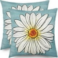 thumbnail image 1 of Spring Daisy Pillow Covers 20x20 Set of 2 Cute Floral Blue Summer Outdoor Decorative Throw Pillows Farmhouse Flower Pillowcases Linen Cushion Case Decor for Home Sofa Couch Bed, 1 of 6