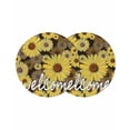 thumbnail image 1 of Spring Daisy Round 13 Inch Placemats Set of 2, Botanical Brown Yellow Flowers Oil Painting HeatResistant Non Slip Place Mats for Dining Table, Wipeable Braided Kitchen Table Mats for Housewarming, 1 of 9