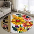 thumbnail image 1 of Spring Daisy Round Area Rug 3.3Ft Washable Circle Rugs for Dining Room Table, Brown Modern Abstract Art Dots Floral Non-Slip Carpet Floor Mats Indoor Outdoor Carpet Runner Aesthetic Home Decor, 1 of 8