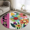 thumbnail image 1 of Spring Daisy Round Area Rug 3.3Ft Washable Circle Rugs for Dining Room Table, Pink Modern Abstract Art Dots Floral Non-Slip Carpet Floor Mats Indoor Outdoor Carpet Runner Aesthetic Home Decor, 1 of 8