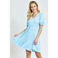 thumbnail image 1 of Spring Daisy Ruffle Trim Puff Sleeve V-Neck Mini Dress | S-3X, 1 of 16