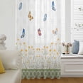 thumbnail image 1 of Spring Daisy Semi Sheer Curtains Drapes for Living Room,Bedroom,French Doors Window 84 Inches Long,Country Botanical Flowers Butterflies Art Rod Pocket Chiffon Curtain Drapery Voile Draperies Panel, 1 of 8