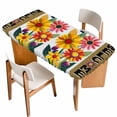 thumbnail image 1 of Spring Daisy Table Cloths for 3 Foot Rectangle Tables, Brown Modern Abstract Art Dots Floral Patio Waterproof Elastic Fitted Tablecloths, Washable Rectangular Table Cover for Camping, 1 of 8