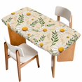 thumbnail image 1 of Spring Daisy Table Cloths for 3 Foot Rectangle Tables, Country Watercolor Flower Leaf Plant Patio Waterproof Elastic Fitted Tablecloths, Washable Rectangular Table Cover for Camping, 1 of 8