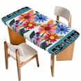 thumbnail image 1 of Spring Daisy Table Cloths for 5 Foot Rectangle Tables, Turquoise Modern Abstract Art Dots Floral Patio Waterproof Elastic Fitted Tablecloths, Washable Rectangular Table Cover for Camping, 1 of 8