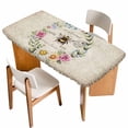 thumbnail image 1 of Spring Daisy Table Cloths for 6 Foot Rectangle Tables, Pink Flowers Wreath Leaves Farmhouse Vintage Patio Waterproof Elastic Fitted Tablecloths, Washable Rectangular Table Cover for Camping, 1 of 8