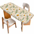 thumbnail image 1 of Spring Daisy Table Cloths for 8 Foot Rectangle Tables, Country Watercolor Flower Leaf Plant Patio Waterproof Elastic Fitted Tablecloths, Washable Rectangular Table Cover for Camping, 1 of 8