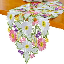 Spring Daisy Table Runners Embroidered Flowery Table Linen for Home Decoration 13 X 34 Inch
