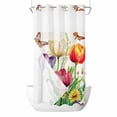 thumbnail image 1 of Spring Daisy Tulips No Hooks Shower Curtain with Snap-in Liner Butterfly Flower Shower Curtains for Bathroom, Waterproof, Easy Install, Washable 36"x72", 1 of 9