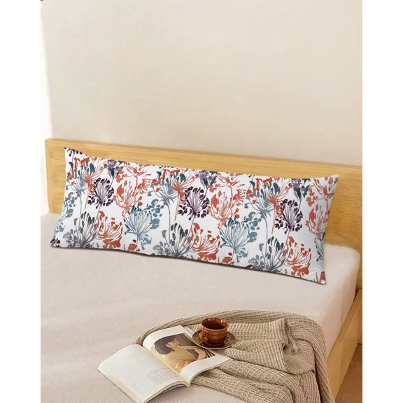 Spring Dandelion Floral Throw Pillow Cover, Red Purple Blue Botanical Rectangle Decorative Pillow Case Protector Soft Cushion Cover Lumbar Pillowcase for Couch Sofa Bedroom Car Chair Decor 20x54 Inch